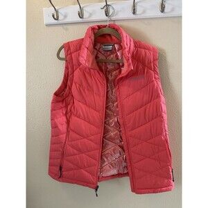 Columbia Women Omni-Heat Quilted Vest Large L Hot Pink Puffer EUC